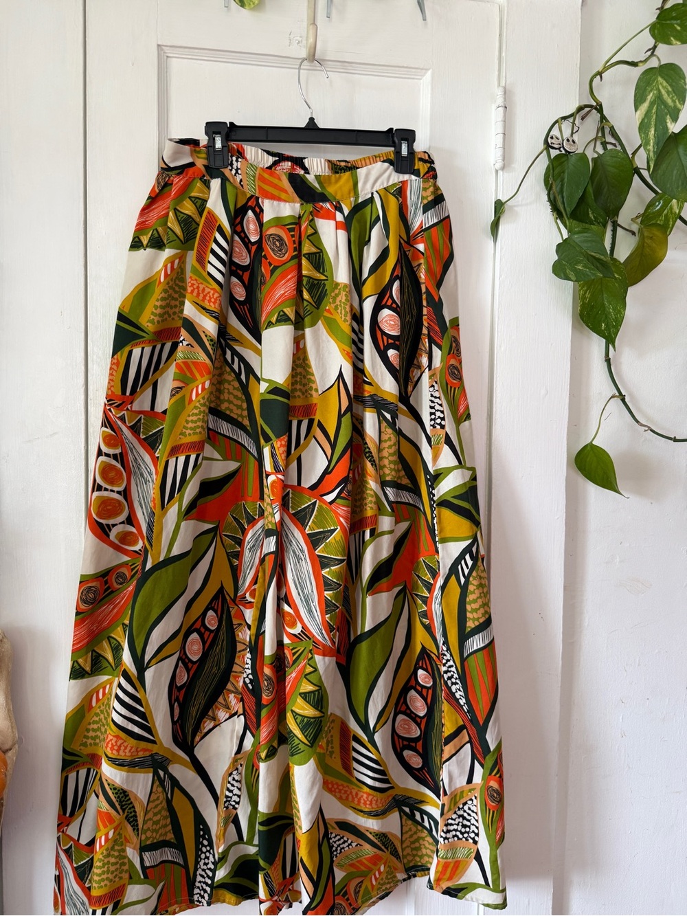 Live 4 Truth Bold Printed wide leg pants in Green, Orange & Cream tropical